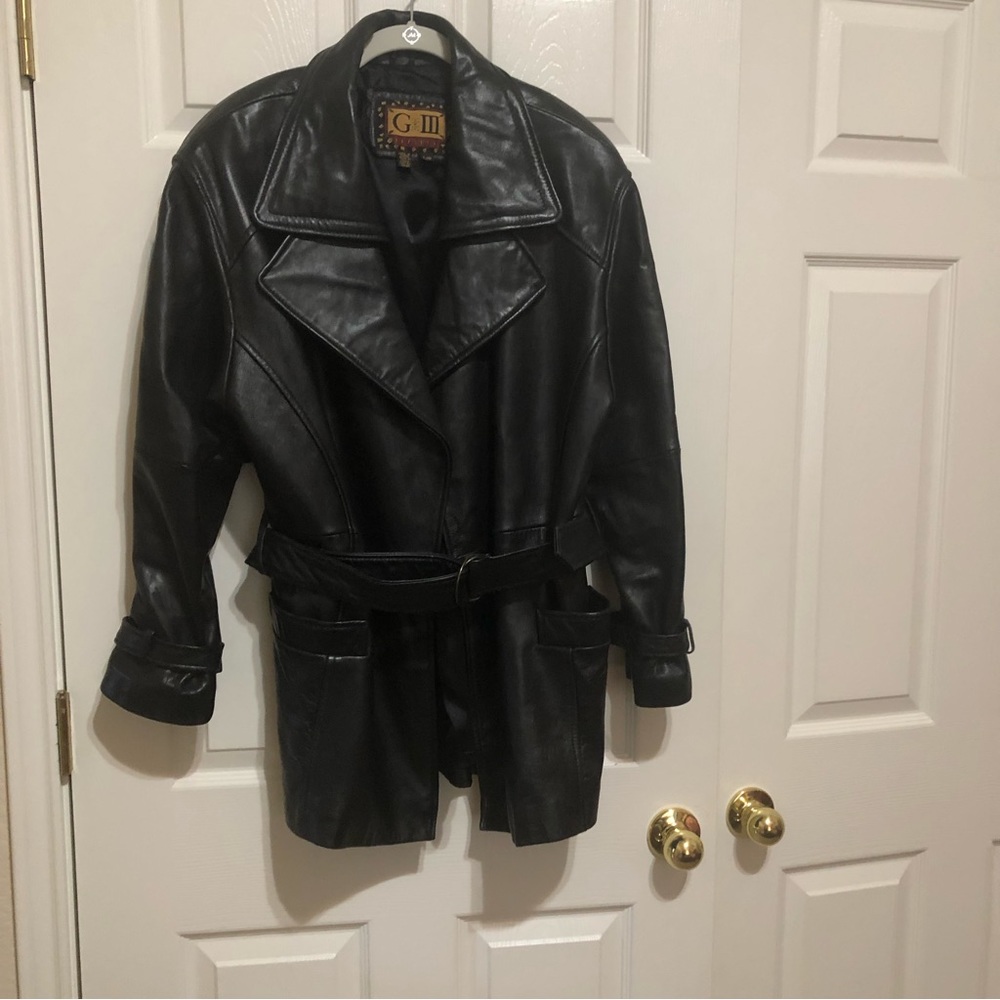 G III Black Leather Coat